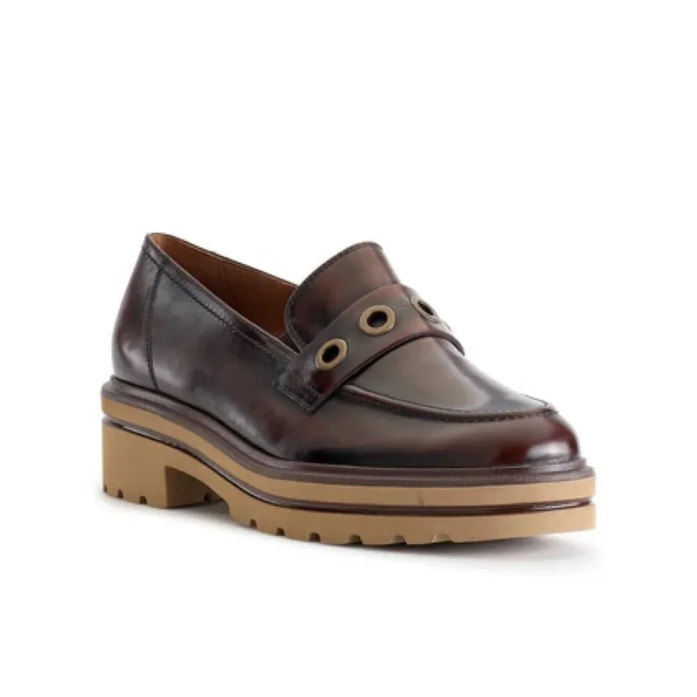 New Paul Green Billie Loafer Tobacco Brushed Leather Sz 7